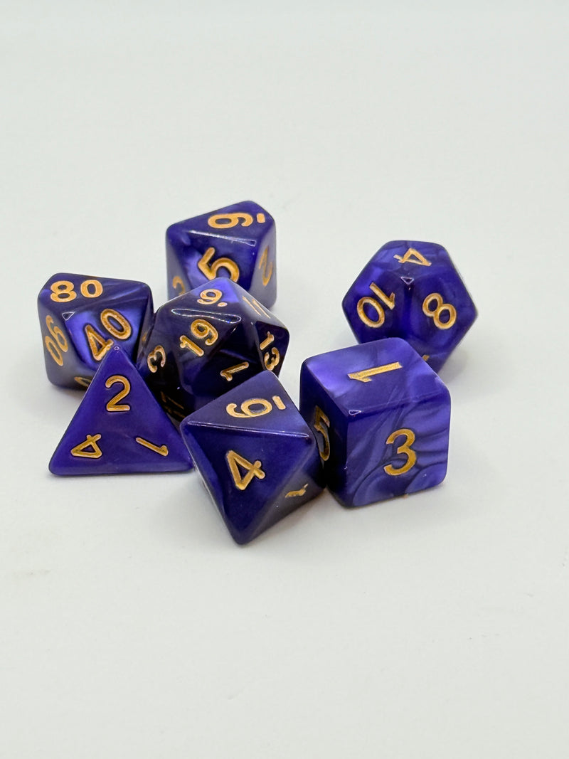 Taps Games: Opaque 7-Die Set Purple / Gold "Dark Violet" Dice & Gaming Accessories Taps Imports