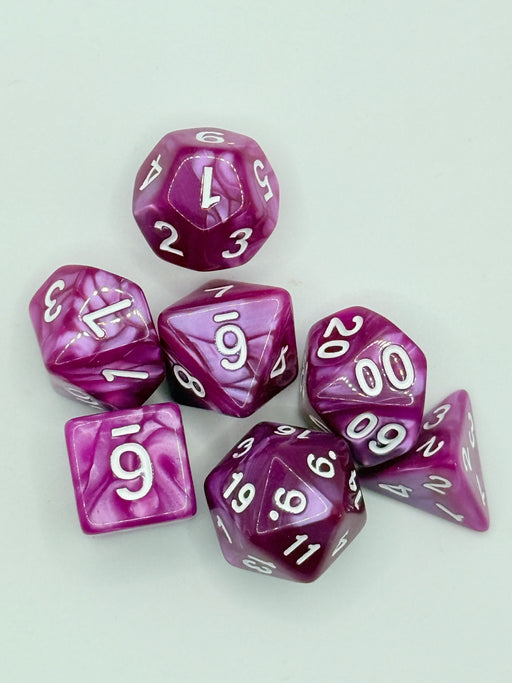 Taps Games: Opaque 7-Die Set Purple / White "Plum" Dice & Gaming Accessories Taps Imports