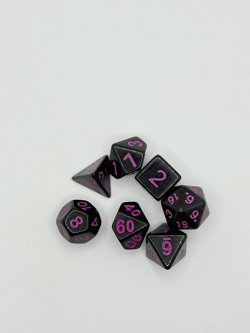 Taps Games: Opaque 7-Die Set Black / Purple "Charite" Dice & Gaming Accessories Taps Imports