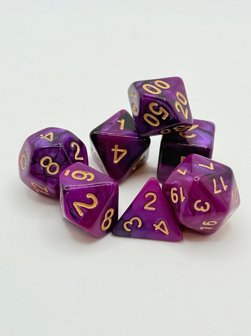 Taps Games: Opaque 7-Die Set Purple / Gold "Sangria" Dice & Gaming Accessories Taps Imports