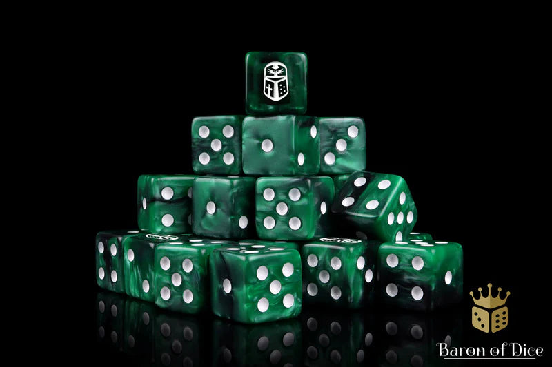 Baron of Dice: "Imperial Helm - Green Alternate" 25x16mm Square Corner Dice Dice & Gaming Accessories Baron of Dice