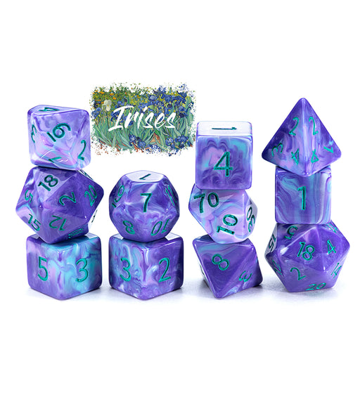 Gate Keeper Games: "Irises" Van Gogh Dice 7-Die Set Dice & Gaming Accessories Gate Keeper Games