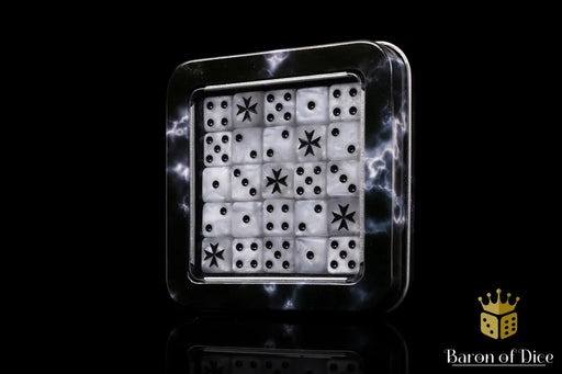Baron of Dice: "Knight Templars - White" 25x12mm Square Corner Dice Dice & Gaming Accessories Baron of Dice