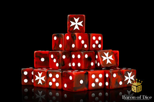 Baron of Dice: "Knight Templars - Red" 25x16mm Square Corner Dice Dice & Gaming Accessories Baron of Dice
