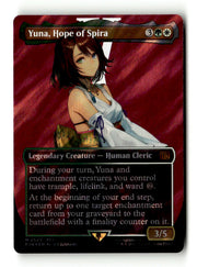 Yuna, Hope of Spira (Surge Foil) (FIN-549) [FINAL FANTASY] (Borderless) Foil - Scan (LB-117) High End MTG Single Wizards of the Coast