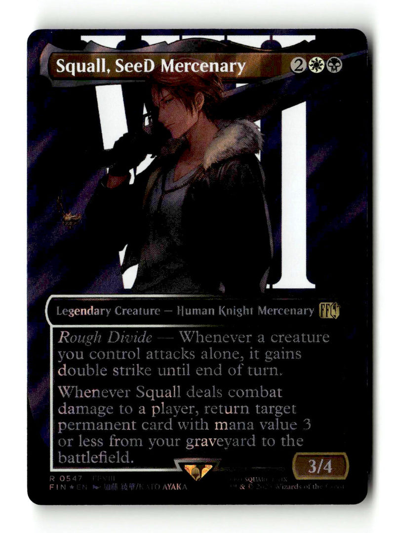 Squall, SeeD Mercenary (Surge Foil) (FIN-547) [FINAL FANTASY] (Borderless) Foil - Scan (LB-119) High End MTG Single Wizards of the Coast