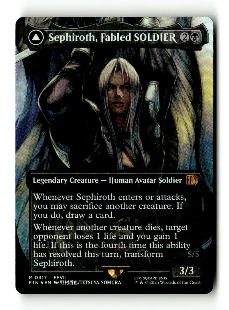 Sephiroth, Fabled SOLDIER // Sephiroth, One-Winged Angel (FIN-317) [FINAL FANTASY] (Borderless) Foil - Scan (LB-123) High End MTG Single Wizards of the Coast