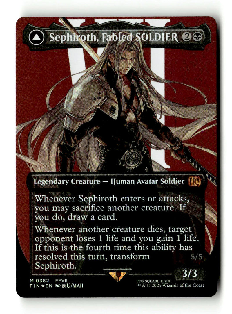 Sephiroth, Fabled SOLDIER // Sephiroth, One-Winged Angel (FIN-382) [FINAL FANTASY] (Borderless) Foil - Scan (LB-124) High End MTG Single Wizards of the Coast
