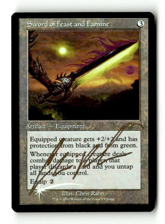 Sword of Feast and Famine (JDG-006) [Misc] [Judge Gift Cards 2014] Foil (Artist Signed) - Scan (LB-154) High End MTG Single Wizards of the Coast