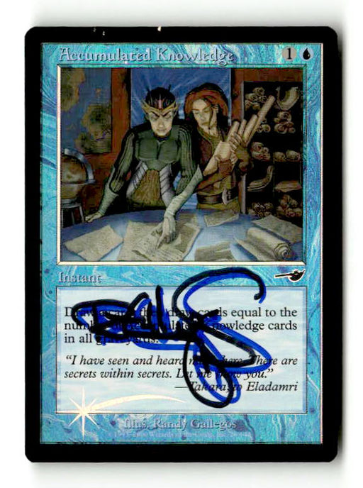 Accumulated Knowledge (NMS-026) [Nemesis] Foil (Artist Signed) - Scan (LB-160) High End MTG Single Wizards of the Coast