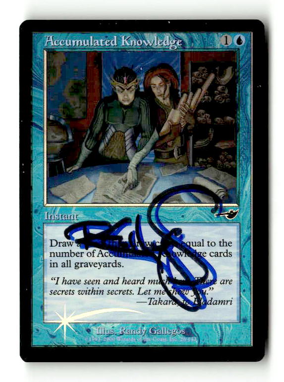 Accumulated Knowledge (NMS-026) [Nemesis] Foil (Artist Signed) - Scan (LB-161) High End MTG Single Wizards of the Coast