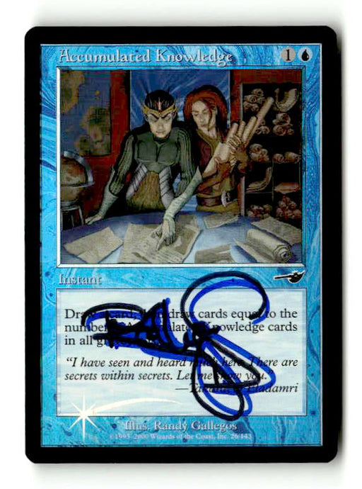 Accumulated Knowledge (NMS-026) [Nemesis] Foil (Artist Signed) - Scan (LB-162) High End MTG Single Wizards of the Coast