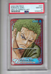 Roronoa Zoro (Alternate Art) [Romance Dawn] - Scan: PSA GEM MT 10 (LB-108) One Piece Single - High End and Graded Bandai