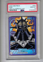 King (Alternate Art) [Romance Dawn] - Scan: PSA GEM MT 10 (LB-112) One Piece Single - High End and Graded Bandai