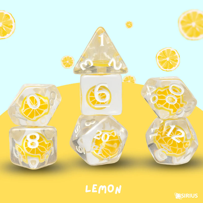 Sirius Dice: 7-Die Dice Set - Lemon Fruit Slice Dice & Gaming Accessories Sirius Dice
