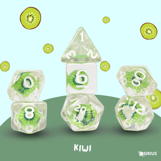 Sirius Dice: 7-Die Dice Set - Kiwi Fruit Slice Dice & Gaming Accessories Sirius Dice