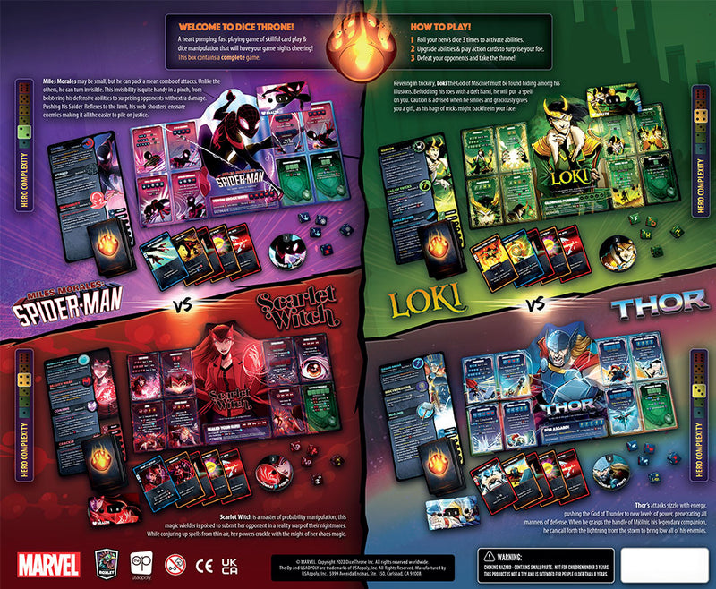 Dice Throne: Marvel 4-Hero Box - Scarlet Witch, Thor, Loki & Spider-Man Board Games USAopoly
