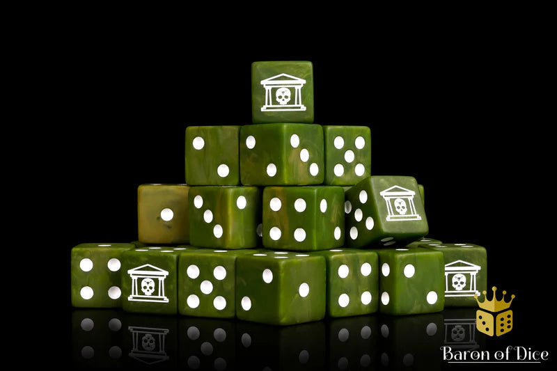 Baron of Dice: "Military Gate - Green" 25x16mm Square Corner Dice Dice & Gaming Accessories Baron of Dice