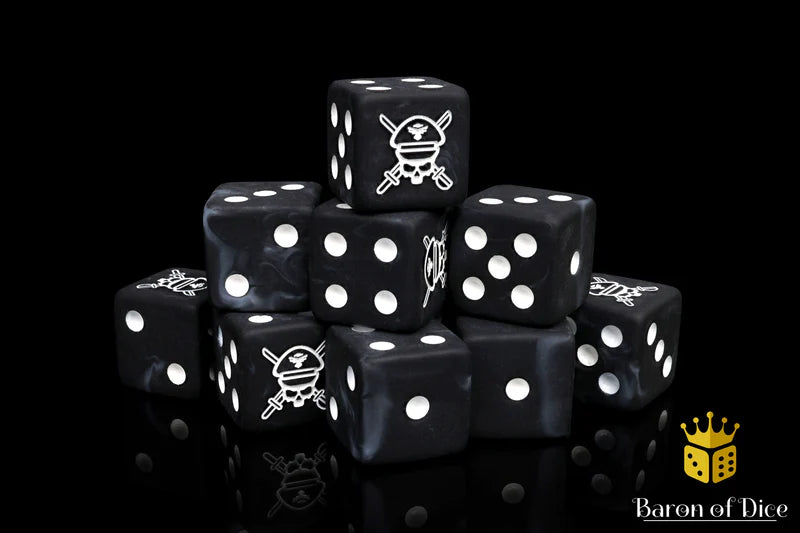 Baron of Dice: "Military Sergeant Dice - Black" 25x16mm Square Corner Dice Dice & Gaming Accessories Baron of Dice