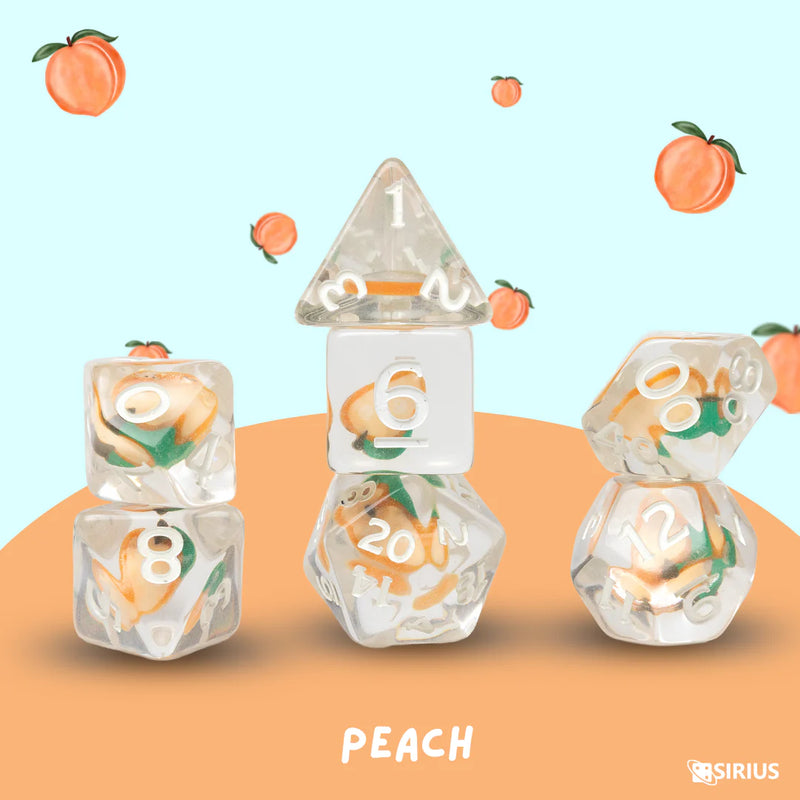 Sirius Dice: 7-Die Dice Set - Peach Fruit Slice Dice & Gaming Accessories Sirius Dice