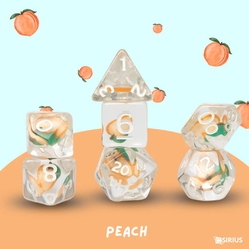 Sirius Dice: 7-Die Dice Set - Peach Fruit Slice Dice & Gaming Accessories Sirius Dice
