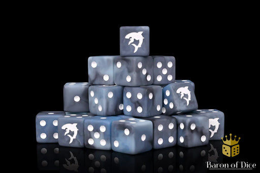 Baron of Dice: "Great White Shark - Void Grey" 25x16mm Square Corner Dice Dice & Gaming Accessories Baron of Dice