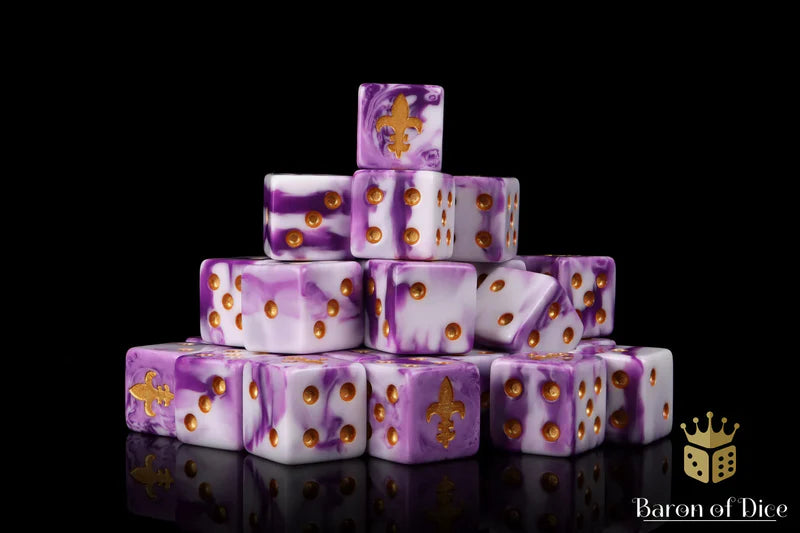 Baron of Dice: "Fleur De Lis - Purple" 25x16mm Square Corner Dice Dice & Gaming Accessories Baron of Dice