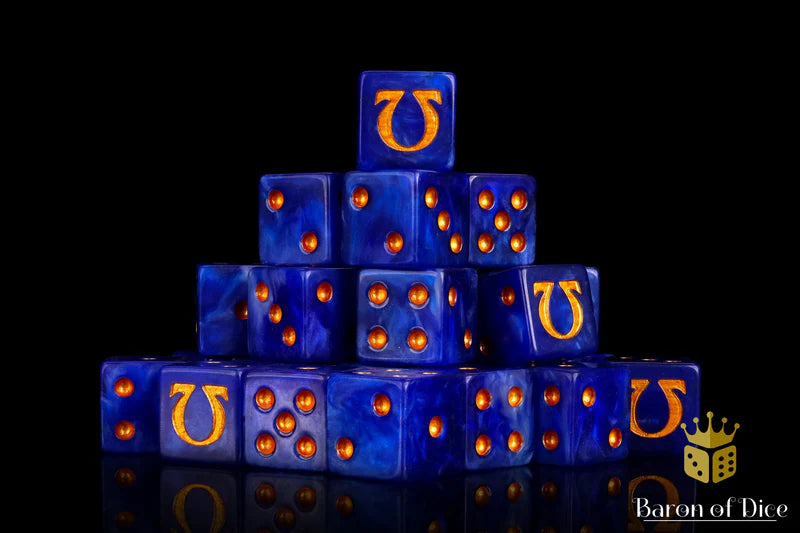 Baron of Dice: "Omega - Gold" 25x16mm Square Corner Dice Dice & Gaming Accessories Baron of Dice