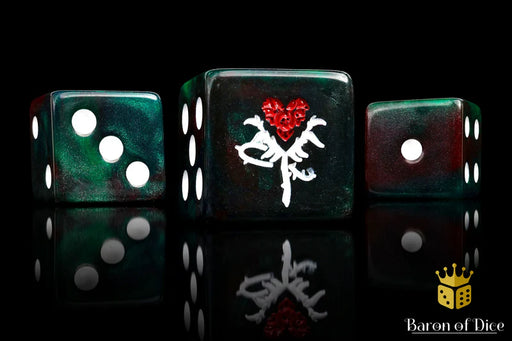 Baron of Dice: "Reincarnate - Red Rose" 25x16mm Square Corner Dice Dice & Gaming Accessories Baron of Dice