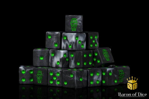 Baron of Dice: "Day of the Dead - Green Coffin" 25x16mm Square Corner Dice Dice & Gaming Accessories Baron of Dice