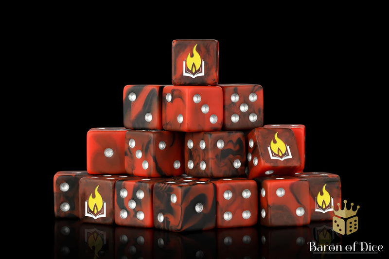 Baron of Dice: "Scorched Book" 25x16mm Square Corner Dice Dice & Gaming Accessories Baron of Dice