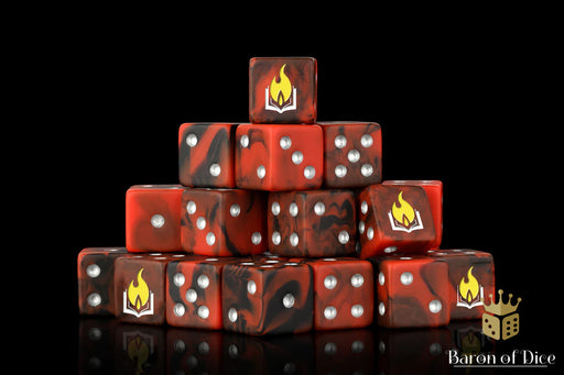 Baron of Dice: "Scorched Book" 25x16mm Square Corner Dice Dice & Gaming Accessories Baron of Dice