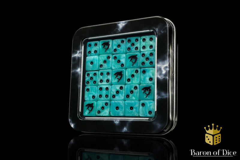Baron of Dice: "Great White Shark" 25x12mm Square Corner Dice Dice & Gaming Accessories Baron of Dice