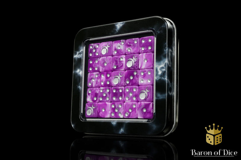 Baron of Dice: "Gluttony - Silver" 25x12mm Square Corner Dice Dice & Gaming Accessories Baron of Dice
