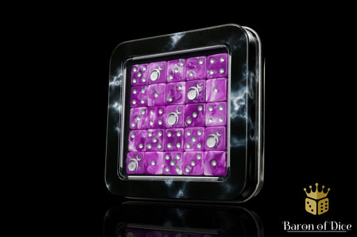 Baron of Dice: "Gluttony - Silver" 25x12mm Square Corner Dice Dice & Gaming Accessories Baron of Dice