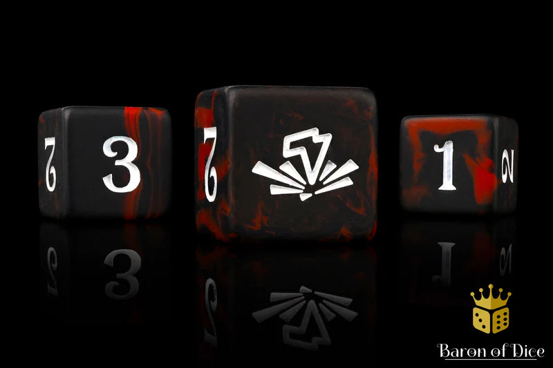 Baron of Dice: "Sustained Fire - Black Lava" 5D6 Skirmish Dice Set Dice & Gaming Accessories Baron of Dice