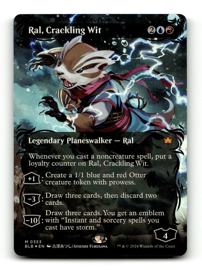 Ral, Crackling Wit (Borderless) (Raised Foil) [Bloomburrow] (TGS00336) (Scan) High End MTG Single Magic: The Gathering