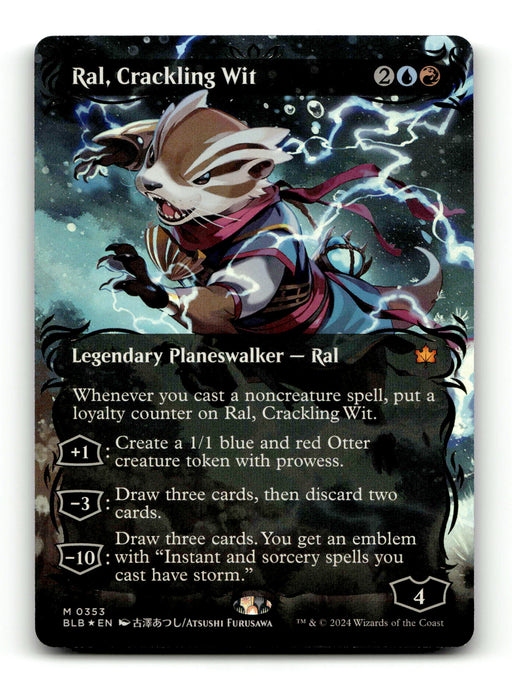 Ral, Crackling Wit (Borderless) (Raised Foil) [Bloomburrow] (TGS00336) (Scan) High End MTG Single Magic: The Gathering