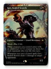 Gev, Scaled Scorch (Raised Foil) (BLB-349) [Bloomburrow] (Showcase) (Borderless) Foil (TGS00393) (Scan) High End MTG Single Wizards of the Coast