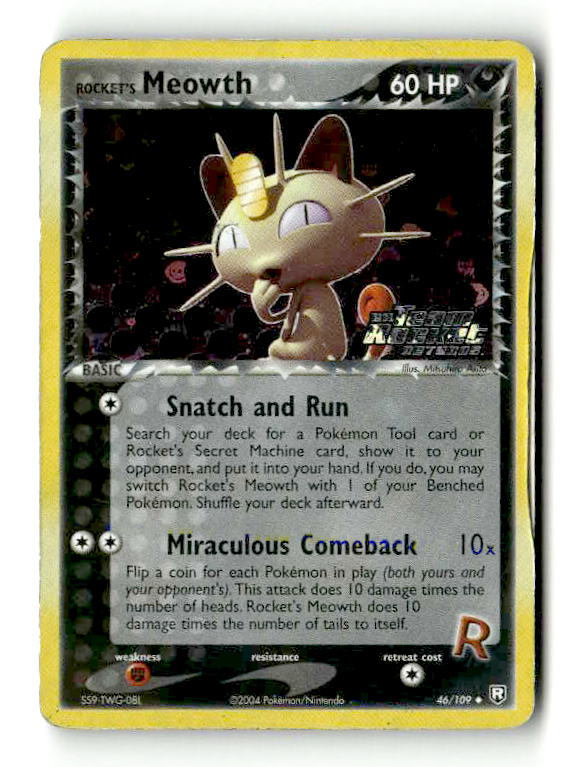 Rocket's Meowth (46/109) - [EX: Team Rocket Returns] Reverse Holofoil (TGS00454) (Scan) High End Pokemon Pokémon