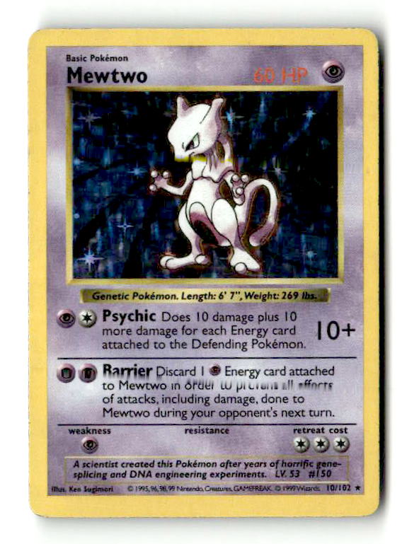 Mewtwo (10) - [Vintage: Base Set Shadowless] Unlimited Holofoil (TGS00476) (Scan) High End Pokemon Pokémon