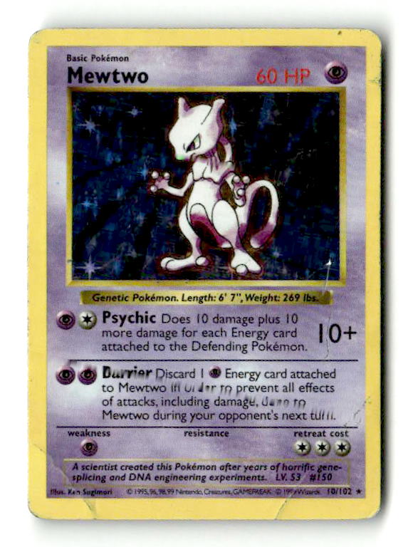 Mewtwo (10) - [Vintage: Base Set Shadowless] Unlimited Holofoil (TGS00477) (Scan) High End Pokemon Pokémon