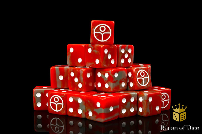 Baron of Dice: "Universal Peace - Red" 25x16mm Square Corner Dice Dice & Gaming Accessories Baron of Dice