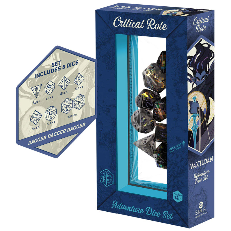 Sirius Dice: 7-Die Adventure Dice Set - "Vax'ildan" Vox Machina Dice & Gaming Accessories Sirius Dice