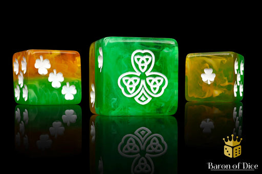 Baron of Dice: "Team Ireland Dice" 25x16mm Square Corner Dice Dice & Gaming Accessories Baron of Dice