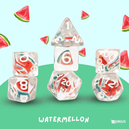 Sirius Dice: 7-Die Dice Set - Watermelon Fruit Slice Dice & Gaming Accessories Sirius Dice