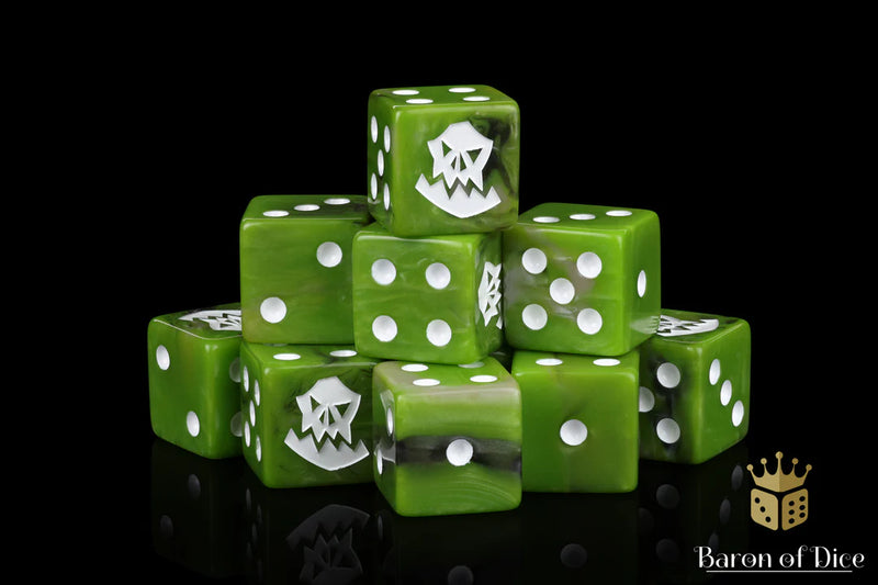 Baron of Dice: "Orcs - White" 25x16mm Square Corner Dice Dice & Gaming Accessories Baron of Dice