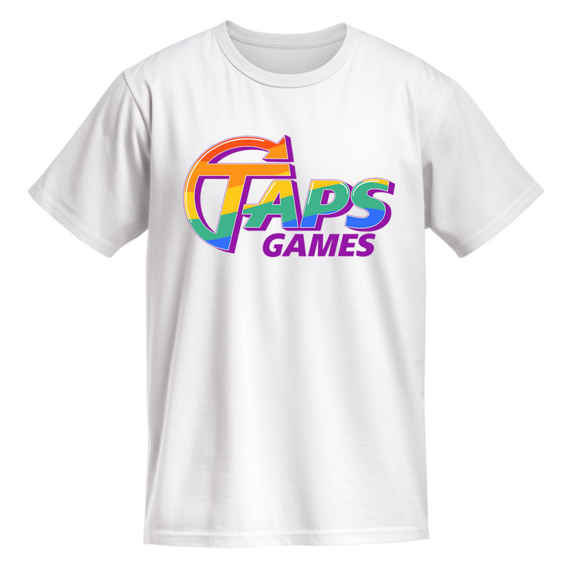 Pride Month T-Shirt - Rainbow Pride Flag (WHITE) Apparel & Merchandise Taps Games