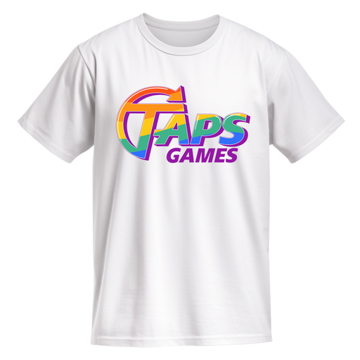 Pride Month T-Shirt - Rainbow Pride Flag (WHITE) Apparel & Merchandise Taps Games
