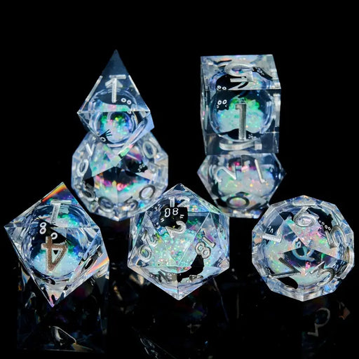 Seriously Good Dice: Floating Cat 7 Die Set "White Kitten" Dice & Gaming Accessories Taps Imports